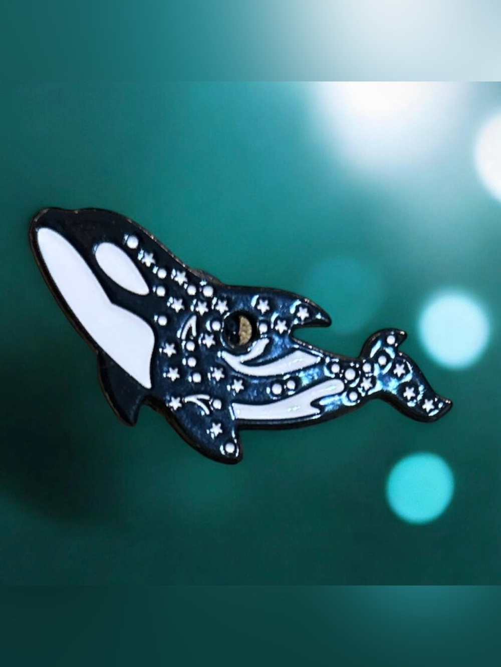Orca Whale Enamel Pin - Black and White Decorative Fish Accessory